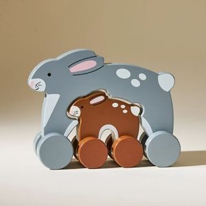 HTF Anthropologie Mama and Baby Bunny Toy